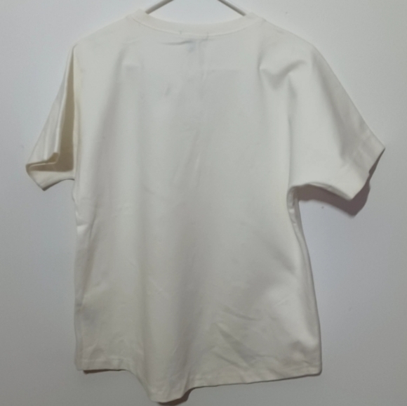 NWT J. Crew Structured Necklace Short Sleeve T-Shirt | white and blue si… - Picture 9 of 9